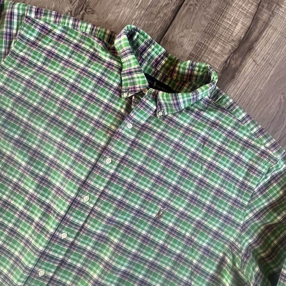 Ralph Lauren Shirt 4XLT TALL Green Plaid Business Button-Down Long Sleeve Men